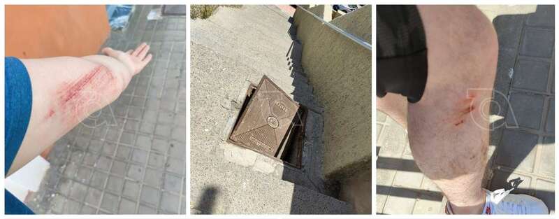 Lesiones que se causó el joven y arqueta donde se produjo la caída/TA.